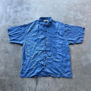 Tommy Bahama Silk Button up blue Mens size L large